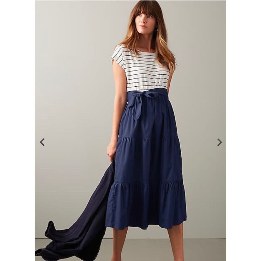 Striped Navy Blue Midi Dress